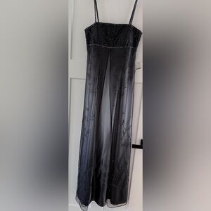 NWT Blondie Nites Dark Gray Beaded Trim Dress